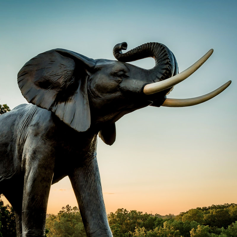 Jumbo, the elephant monument, photographed during sunset.